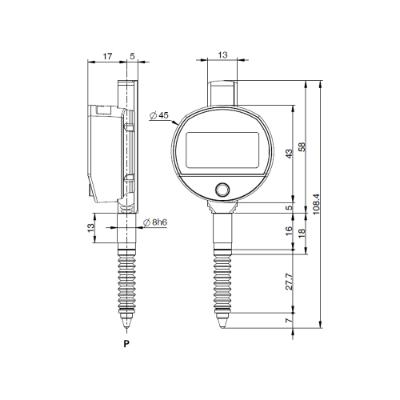 SYLVAC Digital Måleur S_DIAL MINI BASIC 12,5 x 0,001 mm IP67 Protected (805.4525) U/BT